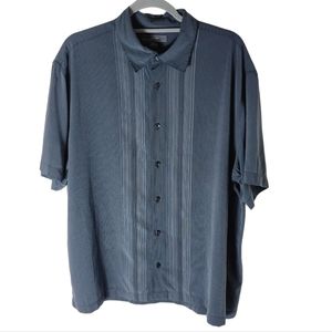 Cezani men's button down short sleeve stripe casual shirt size large